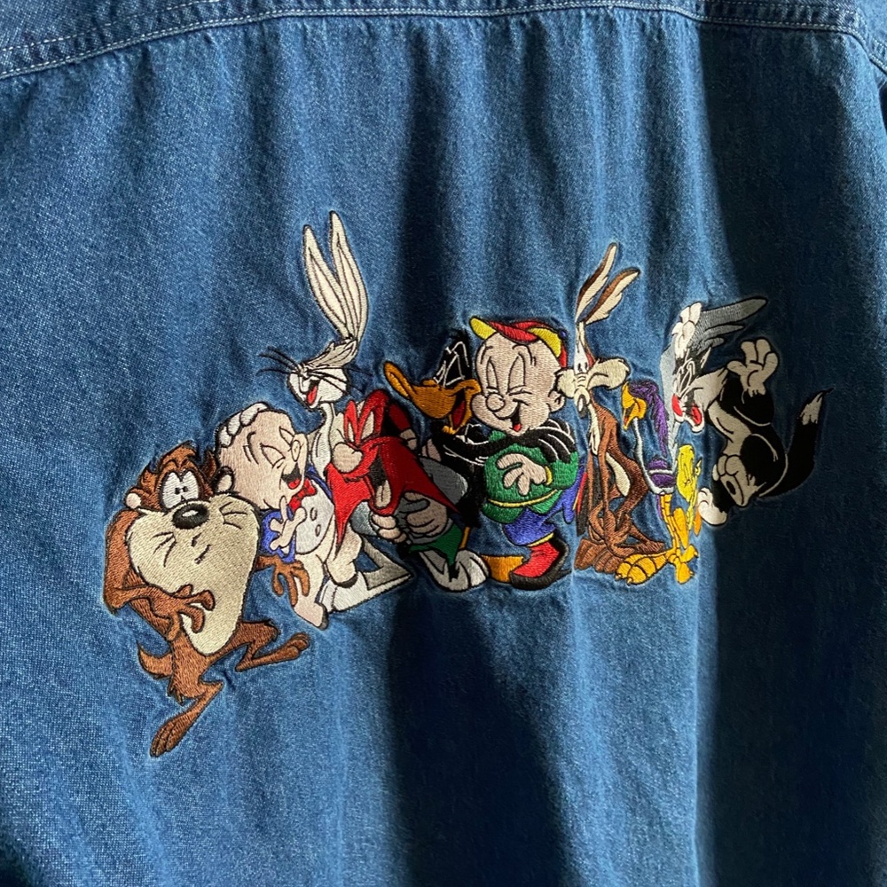 90'S ACME Clothing Looney Tunes Yosemite Sam Anime Character Print T-Shirt Made in USA Vintage cotton white type Vintage Second Hand